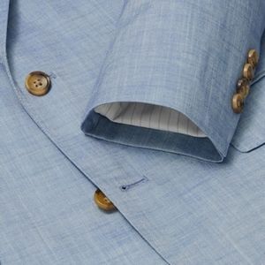 BONOBOS STRETCH SLIM CHAMBRAY SUIT 42L / 34 / 37 in Mid Blue Chambray